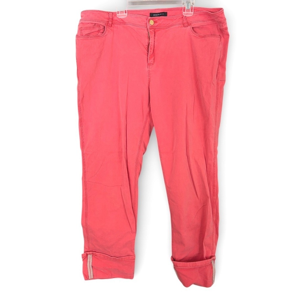 Lafayette 148 New York Pants Coral Pink Stretch Twill Straight‎ Leg 16